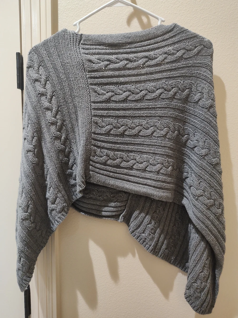 LOFT Gray Cable-Knit Asymmetric Poncho Sweater One Size